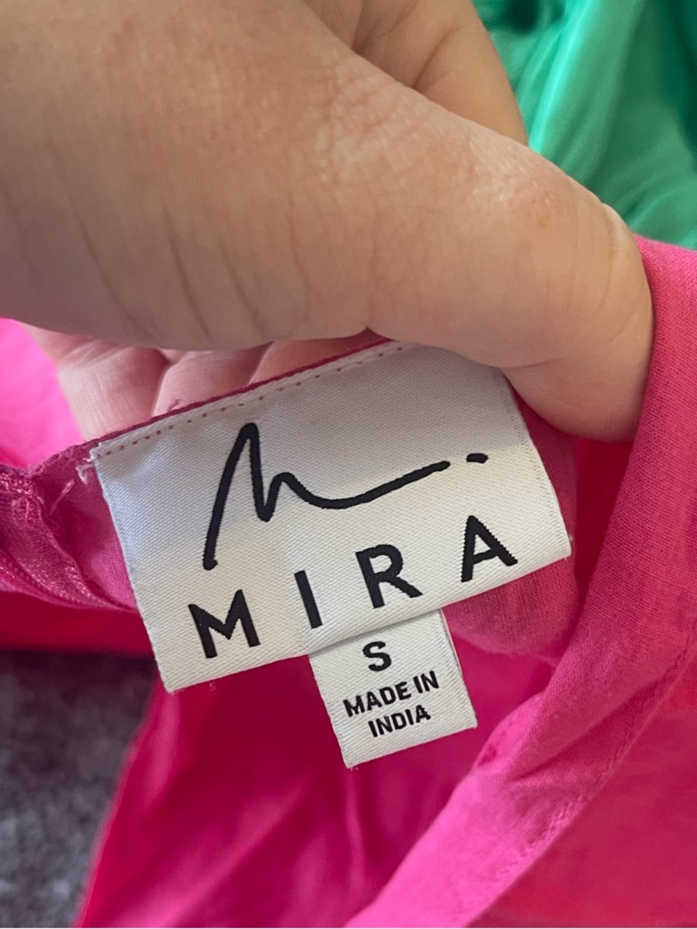 Mira cotton color block pink orange green summer dress - Picture 3 of 6